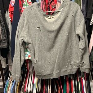 Express distressed crew neck sweatshirt - medium - grey